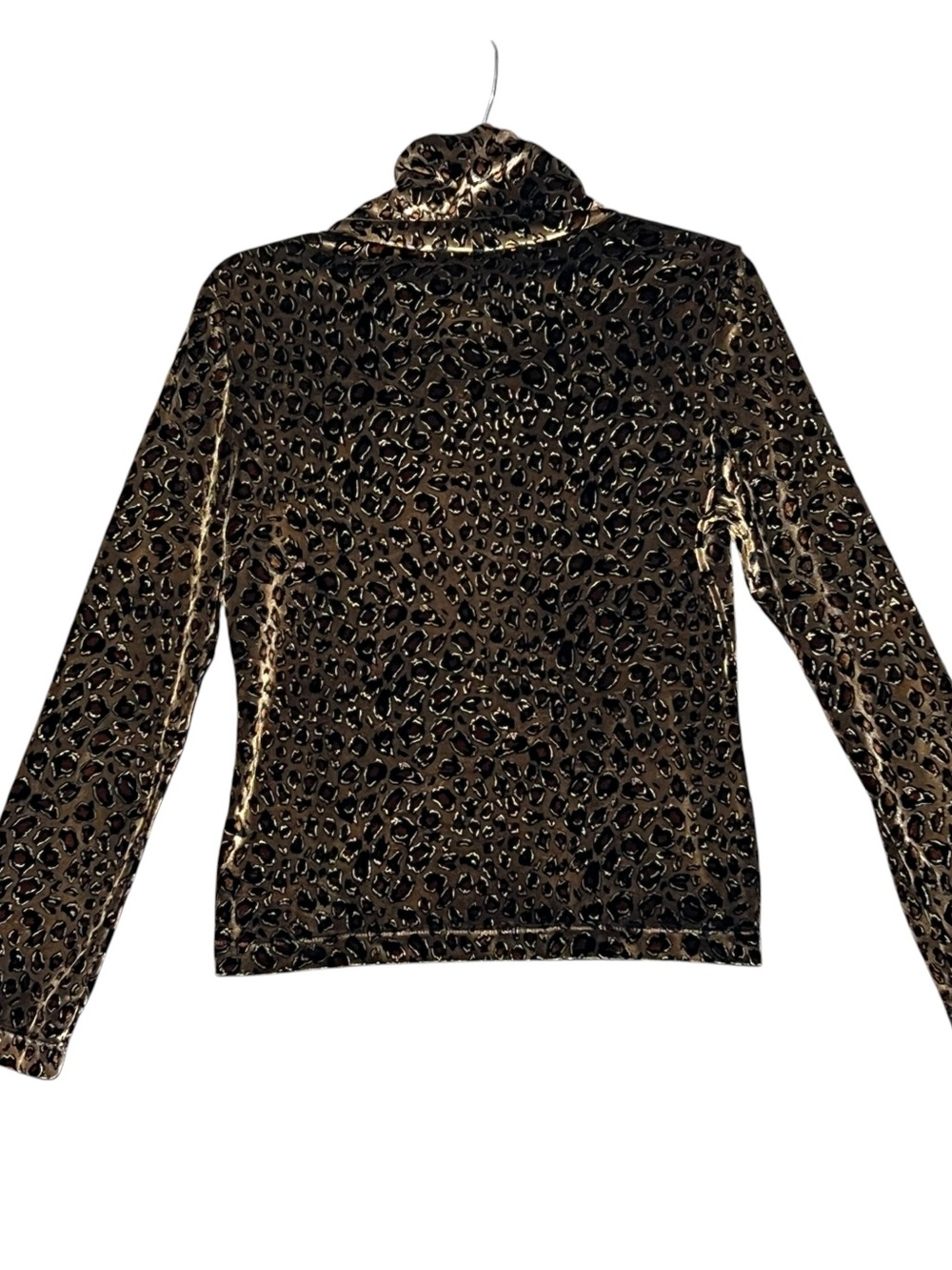 SKEA SHIMMIES Gold Leopard Velvet Cowl Neck Long Sleeve Top Women’s Medium - Picture 3 of 12